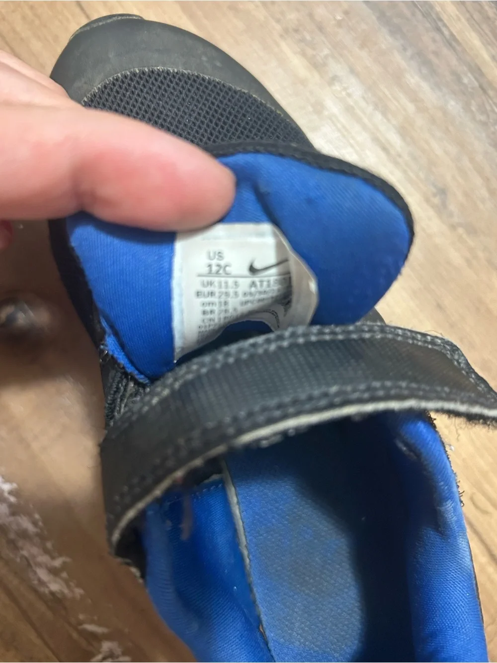 Nike Kids Black and Royal Blue Velcro Sneakers